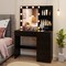 MDF Vanity Desk with Mirror, 3-Color Lighting, Storage and Charging Station